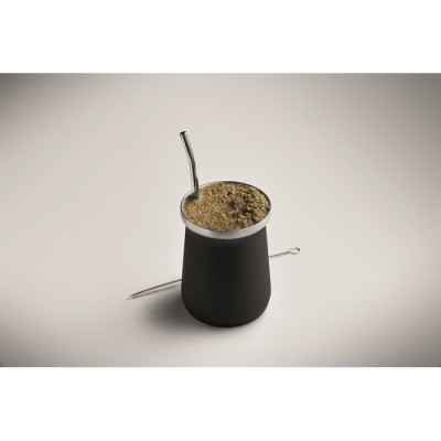 Vaso mate con bombilla