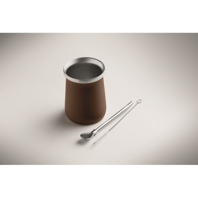 Vaso mate con bombilla
