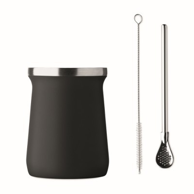 Vaso mate con bombilla
