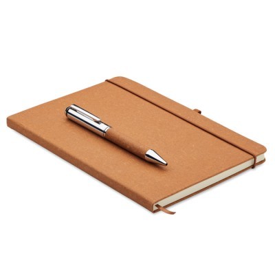 Set libreta a5 y bolígrafo en papel reciclado