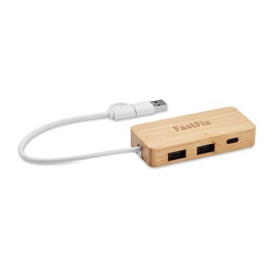 Hub usb de madera con 3 puertos