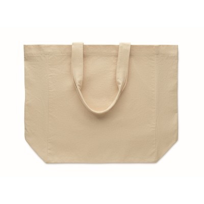 Bolsa de algodón grueso con asas cortas y fuelle.