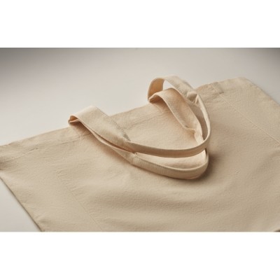 Bolsa de algodón grueso con asas cortas y fuelle.