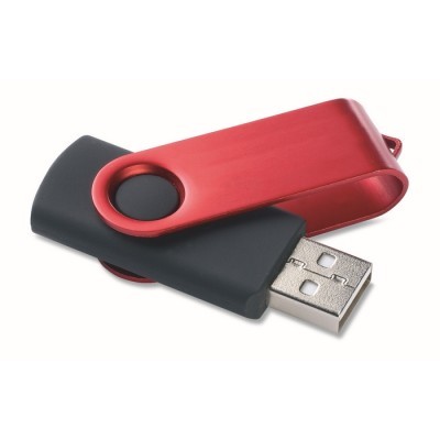 Unidad flash USB Techmate negra con clip metálico giratorio 1–64 GB