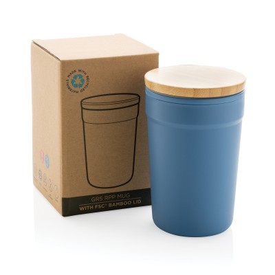Taza con tapa de bambú 300 ml personalizada