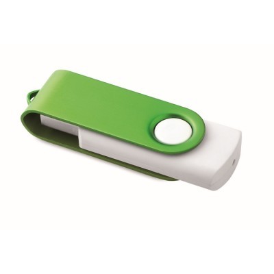 Unidad flash USB Techmate blanca con clip metálico giratorio