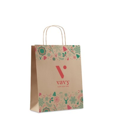 Bolsa navideña de papel tamaño mediana personalizada