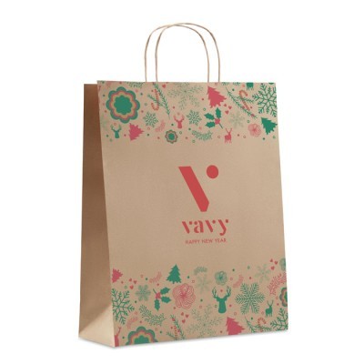 Bolsa navideña de papel tamaño grande personalizada