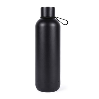 Botella térmica con acabado gomoso y asa