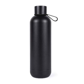 Botella térmica con acabado gomoso y asa