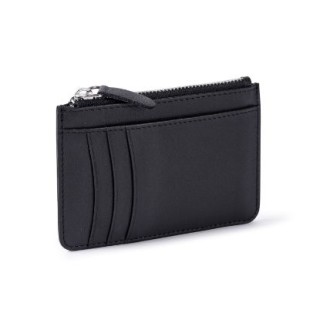Cartera tarjetero de piel auténtica con cremallera
