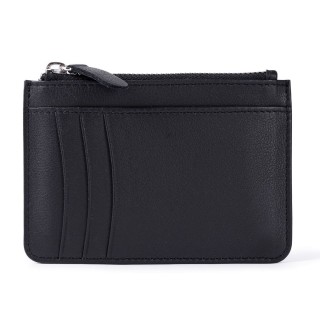 Cartera tarjetero de piel auténtica con cremallera