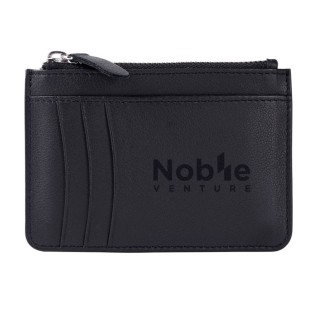 Cartera tarjetero de piel auténtica con cremallera