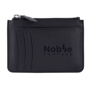 Cartera tarjetero de piel auténtica con cremallera