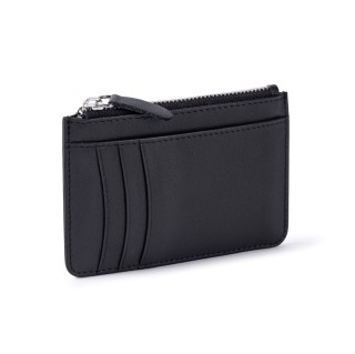 Cartera tarjetero de piel auténtica con cremallera