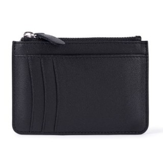 Cartera tarjetero de piel auténtica con cremallera