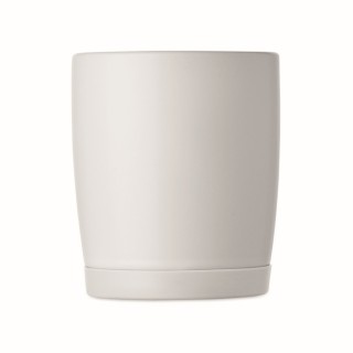 Taza de cerámica blanca mate con base de silicona