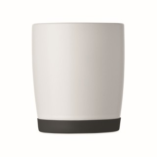 Taza de cerámica blanca mate con base de silicona
