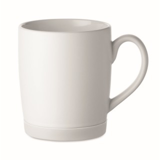 Taza de cerámica blanca mate con base de silicona