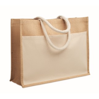 Bolsa d yute con bolsillo frontal de algodón
