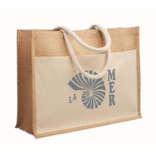 Bolsa d yute con bolsillo frontal de algodón