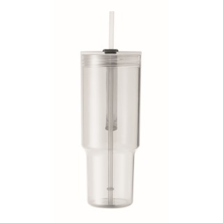 Vaso tipo stanley con tapa y pajita