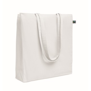 Bolsa de algodón fairtrade con fuelle y asas largas