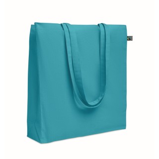Bolsa de algodón fairtrade con fuelle y asas largas