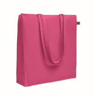 Bolsa de algodón fairtrade con fuelle y asas largas
