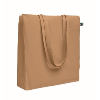 Bolsa de algodón fairtrade con fuelle y asas largas