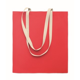 Bolsa de algodón bicolor con asas largas naturales
