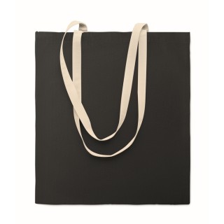 Bolsa de algodón bicolor con asas largas naturales