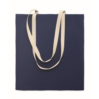 Bolsa de algodón bicolor con asas largas naturales
