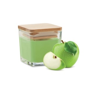Vela aromática en cristal con tapa de madera