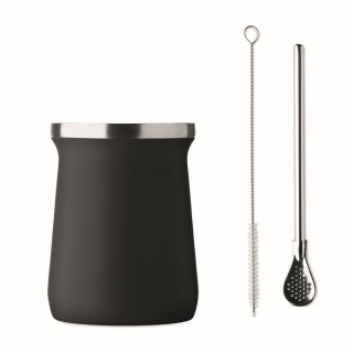 Vaso mate con bombilla