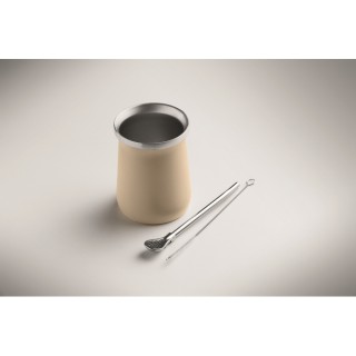 Vaso mate con bombilla