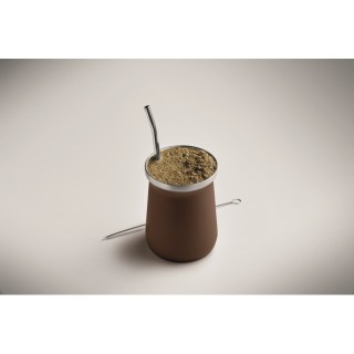 Vaso mate con bombilla