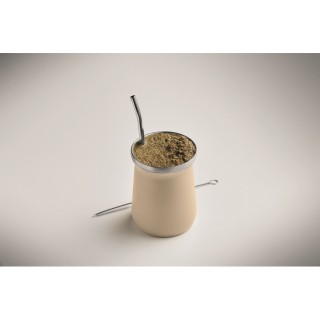 Vaso mate con bombilla
