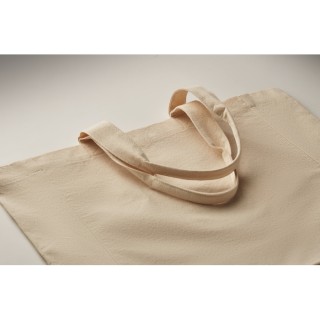 Bolsa de algodón grueso con asas cortas y fuelle.