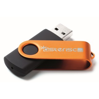 Unidad flash USB Techmate negra con clip metálico giratorio 1–64 GB