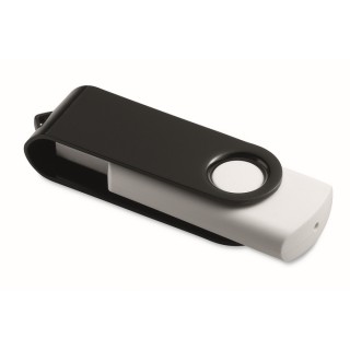 Unidad flash USB Techmate blanca con clip metálico giratorio