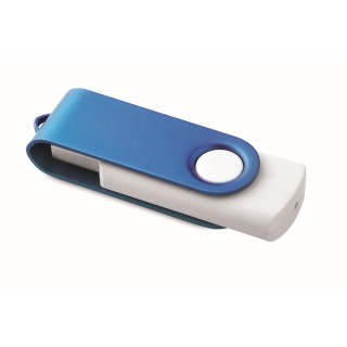 Unidad flash USB Techmate blanca con clip metálico giratorio