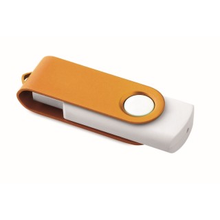 Unidad flash USB Techmate blanca con clip metálico giratorio