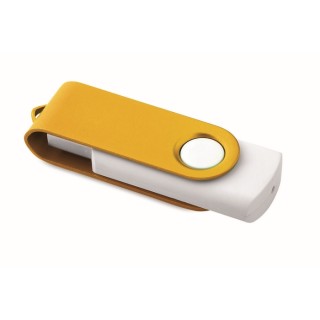 Unidad flash USB Techmate blanca con clip metálico giratorio