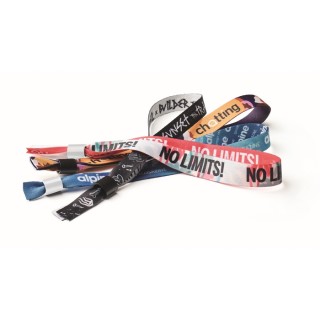 Pulsera publicitaria sublimada fabricada en poliéster